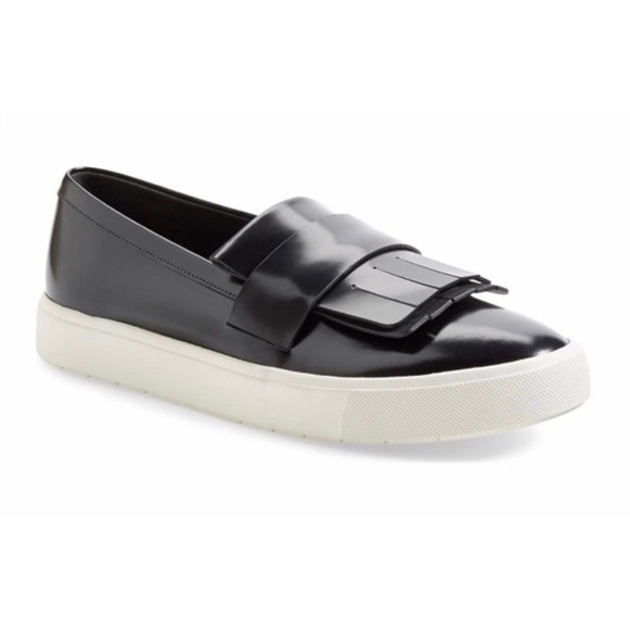 Vince Shoes - Vince‎ Coventry Black Patent Leather Slip On Kiltie Loafers Shoes Women's Size 6